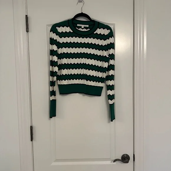 Veronica Beard Chevron Pattern Sweater in Green and Black - Picture 2 of 3